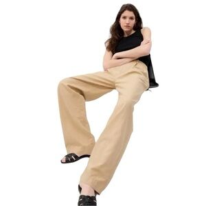 NWT Gap Linen Cotton Pleated Pants in Cashew Crunch Brown Size 16